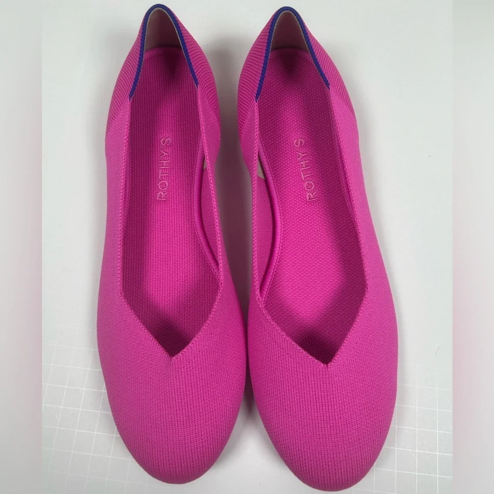 Rothy's Fuchsia Flats with Blue Trim Dragón Fruit - Picture 6 of 11